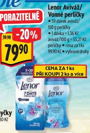 Lenor Aviváž/Vonné perličky, 59 dávek aviváž/150 g perličky 