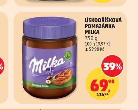 LÍSKOOŘÍŠKOVÁ POMAZÁNKA MILKA 350 g