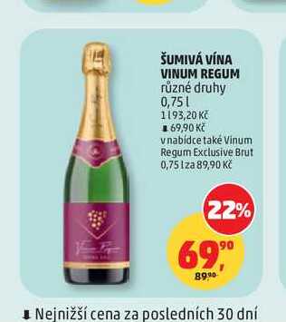 ŠUMIVÁ VÍNA VINUM REGUM různé druhy 0,75l