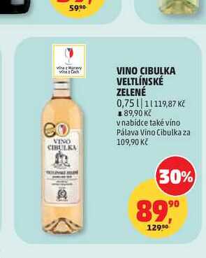 VINO CIBULKA VELTLÍNSKÉ ZELENÉ 0,75l