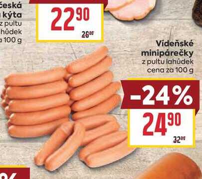Vídeňské minipárečky z pultu lahůdek cena za 100 g 