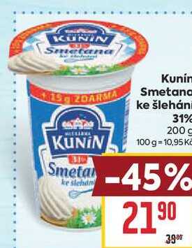 Kunín Smetana ke šlehání 31% 200 g 