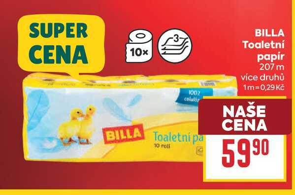 BILLA Toaletní papír 207 m