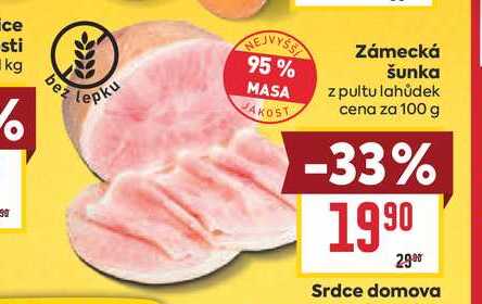 Zámecká šunka z pultu lahůdek cena za 100 g