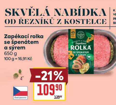 Zapékací rolka se špenátem a sýrem 650 g