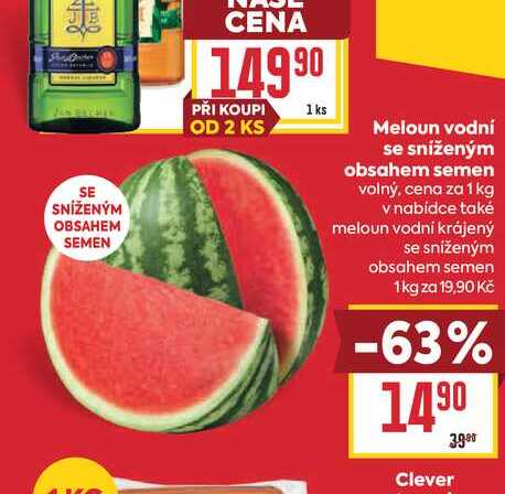 Meloun vodní se sníženým obsahem semen volný, cena za 1kg 
