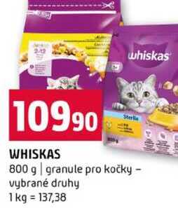 WHISKAS 800 g granule pro kočky vybrané druhy 