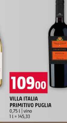 VILLA ITALIA PRIMITIVO PUGLIA 0,75l vino