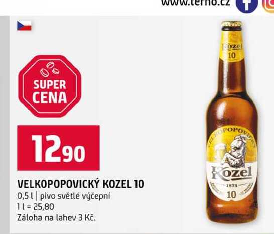 VELKOPOPOVICKÝ KOZEL 10 0,5l pivo světlé výčepní 