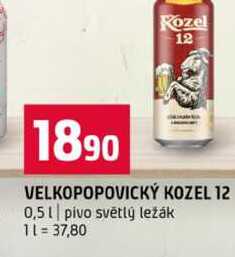 VELKOPOPOVICKÝ KOZEL 12 0,5l pivo světlý ležák