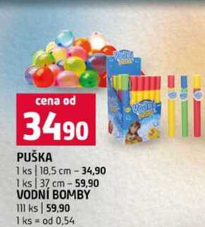 PUŠKA 1 ks 18,5 cm 1 ks 37 cm VODNÍ BOMBY 