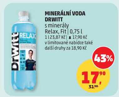 MINERÁLNÍ VODA DRWITT s minerály Relax, Fit 0,75l