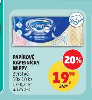 PAPÍROVÉ KAPESNÍČKY WIPPY 3vrstvé 10x 10 ks