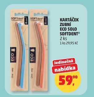 KARTÁČEK ZUBNÍ ECO SOLO SOFTDENT 2 ks