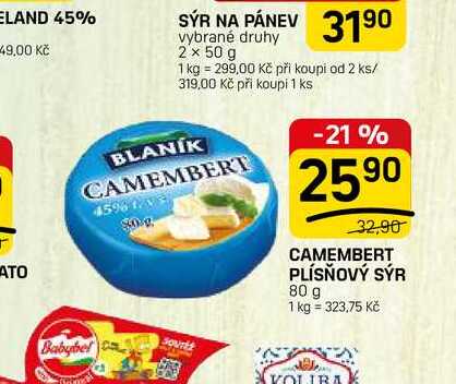 CAMEMBERT PLÍSŇOVÝ SÝR 80 g