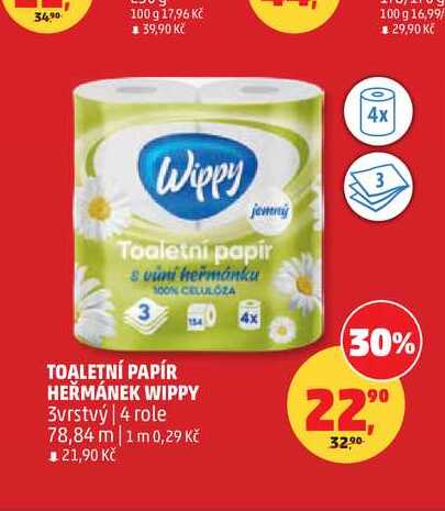 TOALETNÍ PAPÍR HEŘMÁNEK WIPPY 3vrstvý 4 role
