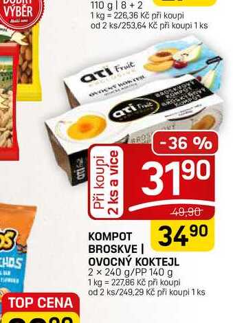 KOMPOT BROSKVE | OVOCNÝ KOKTEJL 2 x 240 g/PP 140 g 