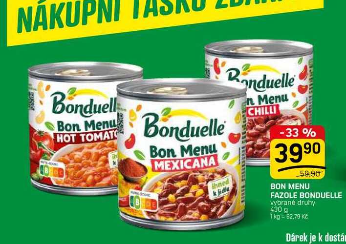 BON MENU FAZOLE BONDUELLE vybrané druhy 430 g 