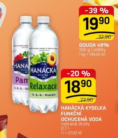 HANÁCKÁ KYSELKA FUNKČNÍ OCHUCENÁ VODA vybrané druhy 0,7l