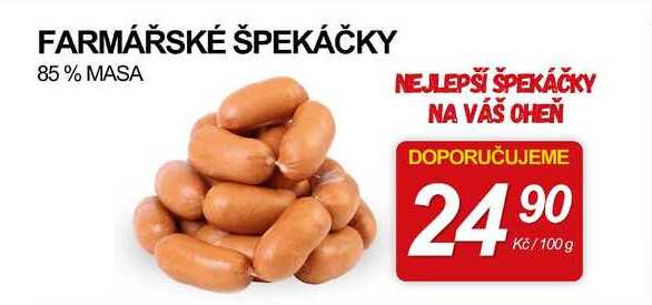 FARMÁŘSKÉ ŠPEKÁČKY 85% MASA, 100 g