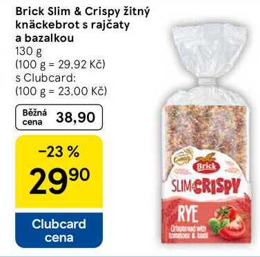 Brick Slim & Crispy žitný knäckebrot s rajčaty a bazalkou, 130 g  