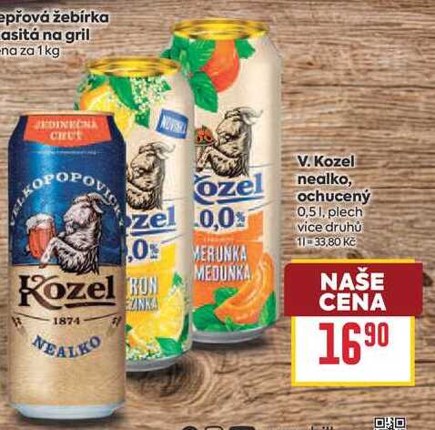 V. Kozel nealko ochucený 0,51, plech 