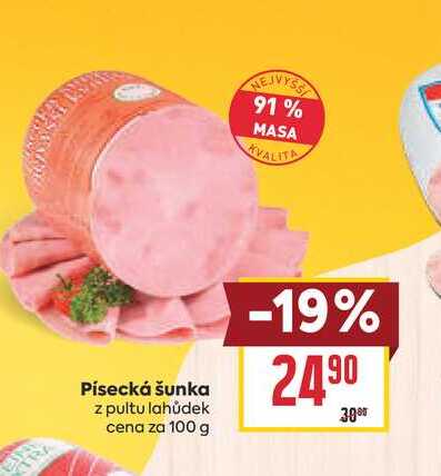 Písecká šunka z pultu lahůdek cena za 100 g