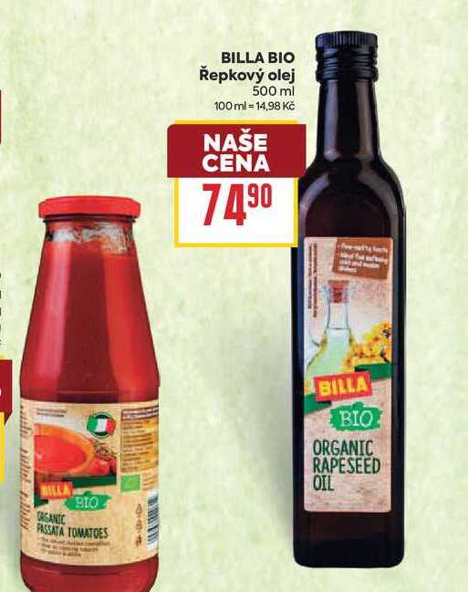 BILLA BIO Řepkový olej 500 ml