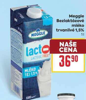 Meggle Bezlaktózové mléko trvanlivé 1,5% 1l