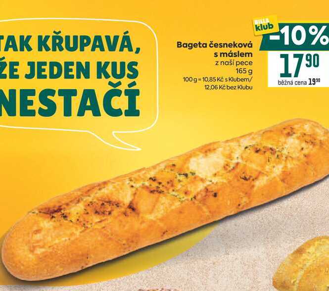 Bageta česneková s máslem z naší pece 165 g 