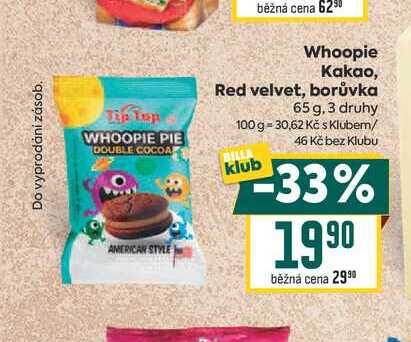 Whoopie Kakao, Red velvet, borůvka 65 g