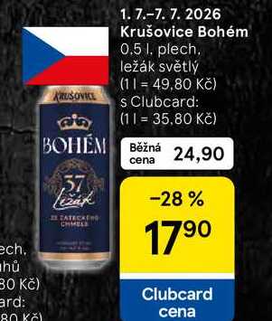 Krušovice Bohém, 0.5 l, plech, ležák světlý