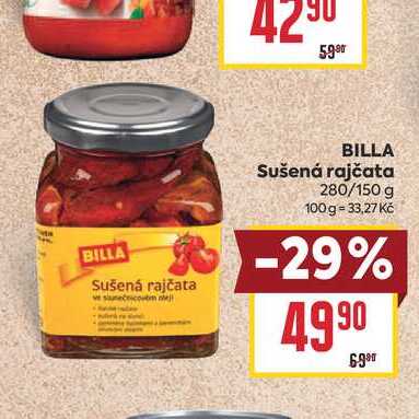 BILLA Sušená rajčata 280/150 g 