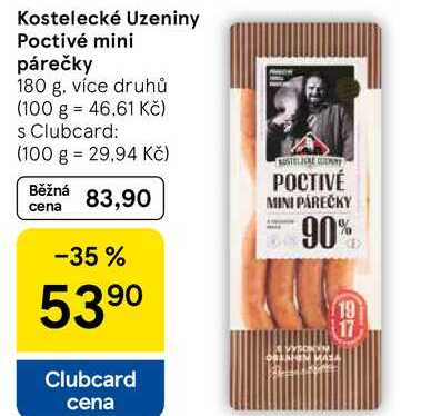 Kostelecké Uzeniny Poctivé mini párečky, 180 g 