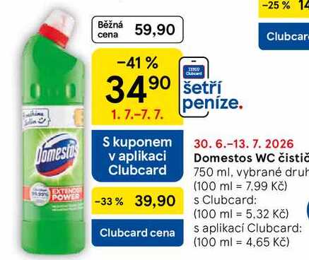 Domestos WC čistič, 750 ml, vybrané druhy