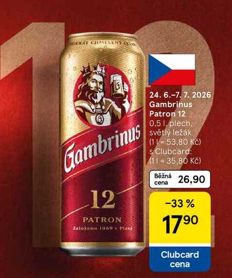 Gambrinus Patron 12, 0.5 l, plech 
