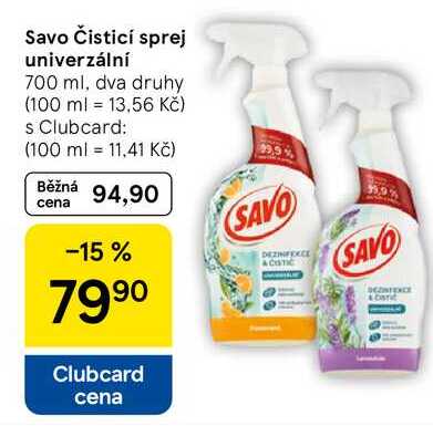 Savo Čisticí sprej univerzální, 700 ml, dva druhy 