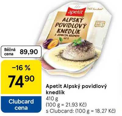Apetit Alpský povidlový knedlík, 410 g