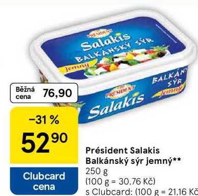 Président Salakis Balkánský sýr jemný, 250 g 