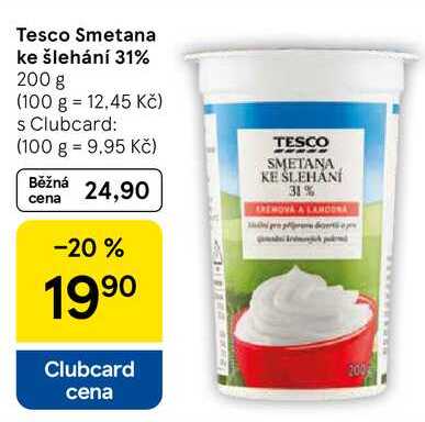 Tesco Smetana ke šlehání 31%, 200 g  