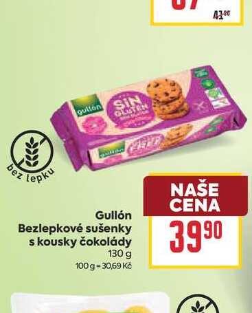 Gullón Bezlepkové sušenky s kousky čokolády 100 g