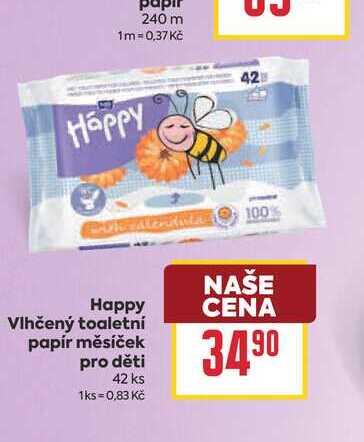 Happy Vlhčený toaletní papír měsíček pro děti 42 ks