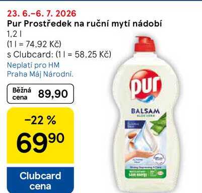 Pur Prostředek na ruční mytí nádobí, 1,2 l