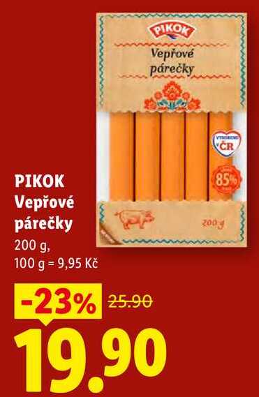 PIKOK Vepřové párečky, 200 g