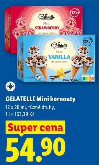 GELATELLI Mini kornouty, 12x 28 ml 