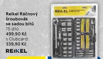 Reikel Ráčnový šroubovák se sadou bitů, 75 dílů