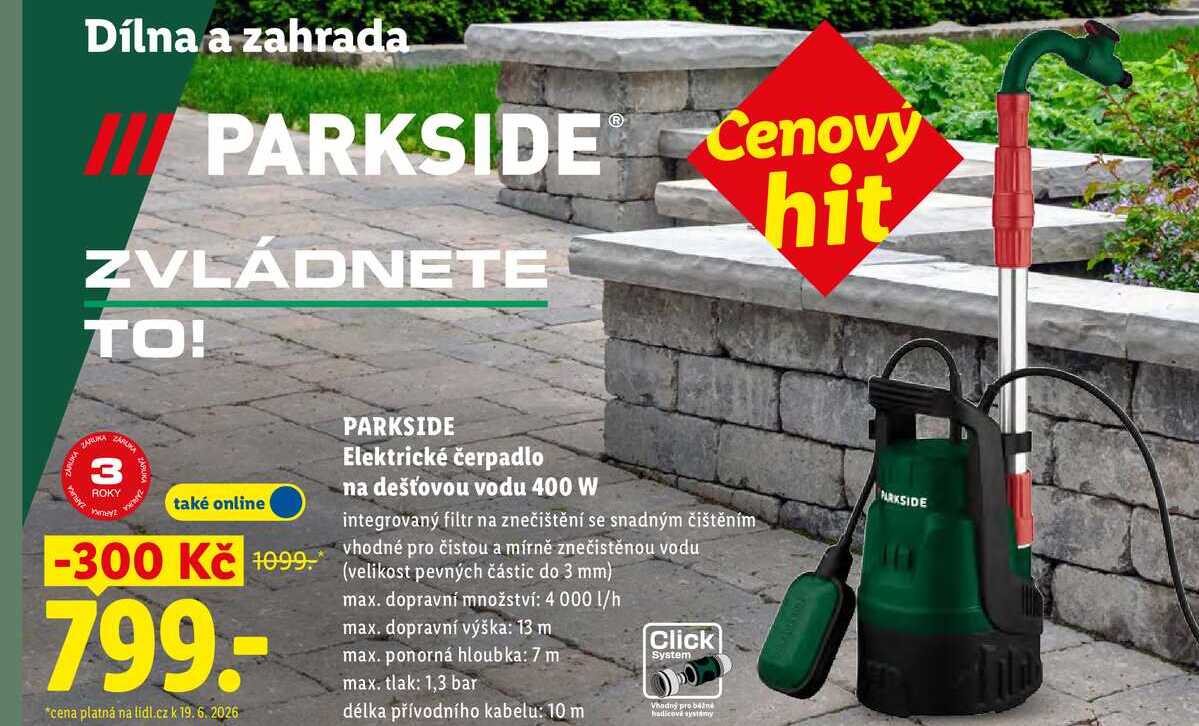 PARKSIDE Elektrické čerpadlo na dešťovou vodu 400 W  