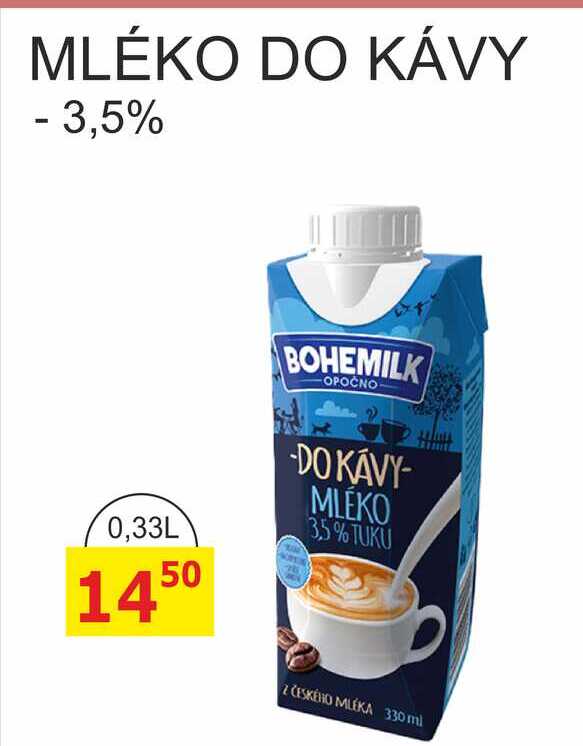 BOHEMILK OPOČNO mléko do kávy 0,33L