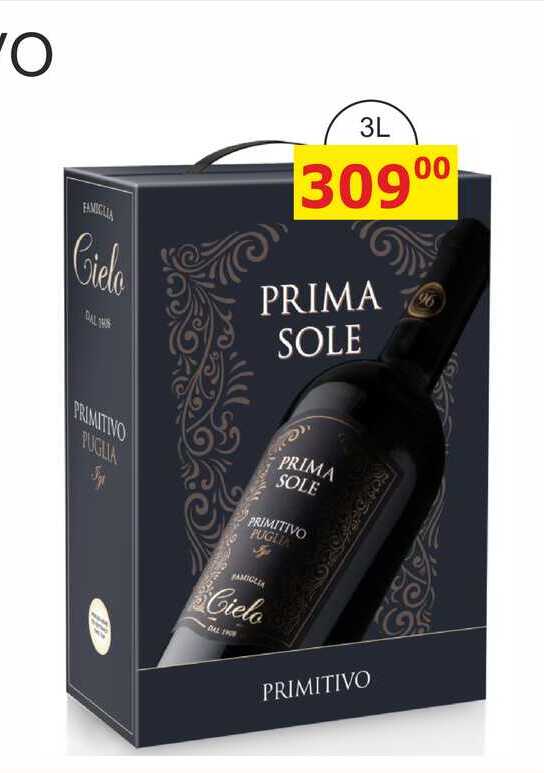 PRIMASOLE PRIMITIVO - ITÁLIE víno červené, polosuché 3l