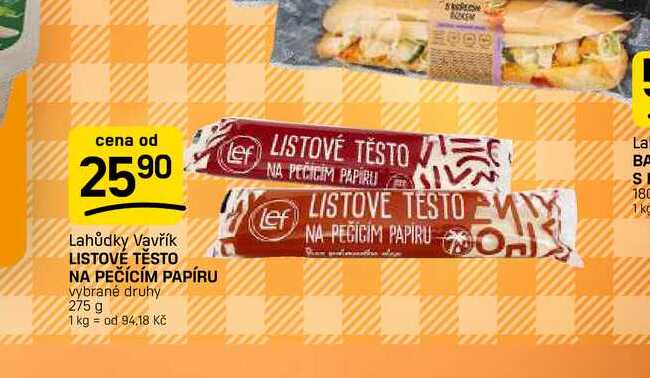 LISTOVÉ TĚSTO NA PEČÍCÍM PAPÍRU vybrané druhy 275 g
